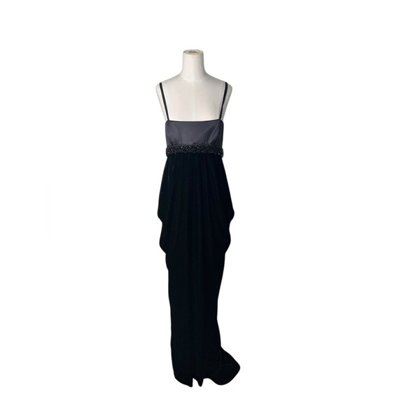 Escada Black Velvet Elegant Cocktail Ruched Maxi Dress Sz 36 - Picture 4 of 14